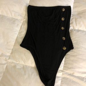 Black strapless body suit